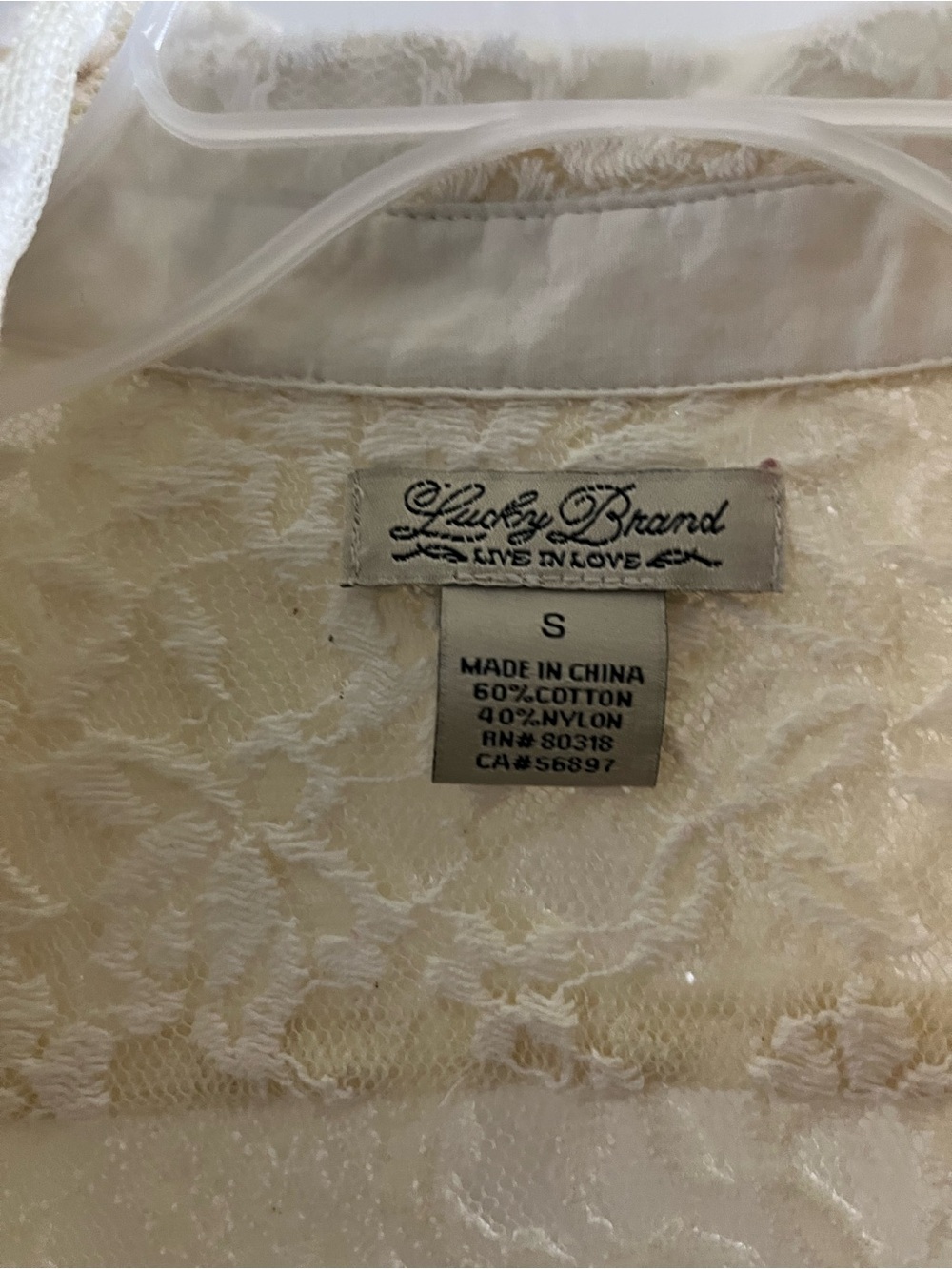 Lucky Brand Cream Lace Lightweight Shirt Jacket - Picture 3 of 6